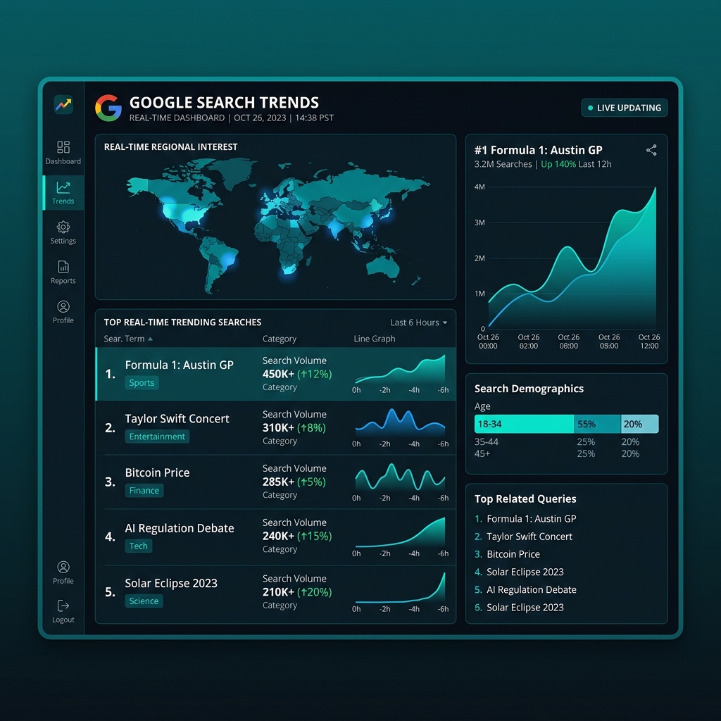 Echtzeit-Suchtrends Dashboard Screenshot